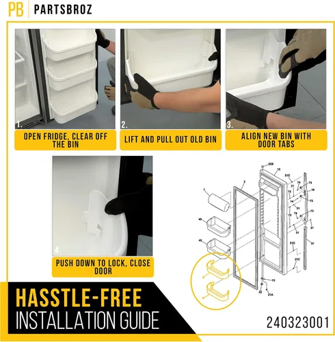 Vista 6 de 240323001 Frigidaire Puerta Contenedor Refrigerador Repuestos Parte Kenmore Electrolux FFHS2611PFEA FFSS2614QS6A FFHS2622MSF FFSS2614QS4A
