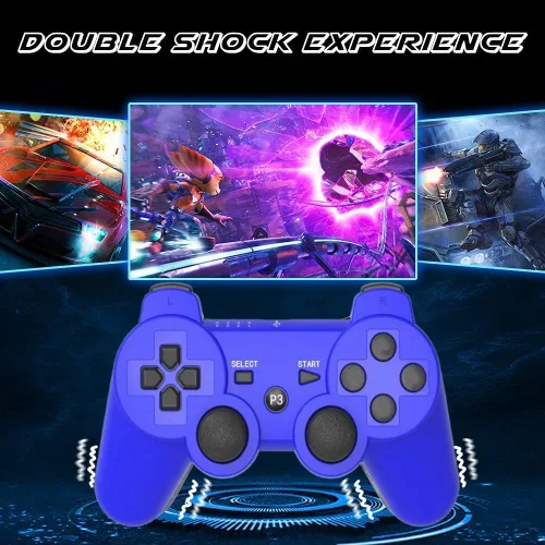 Vista 4 de 2 Pack PS3 Wireless Controller Playstation 3 Controller Wireless Bluetooth Gamepad with USB Charger Cable for PS3 Console (BLUE+RED)