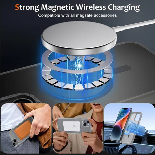 Vista 447 de Anuck - Funda magnética para iPhone 11 compatible con MagSafe, carcasa trasera mate translúcida dura, borde de TPU, delgada, resistente a impactos