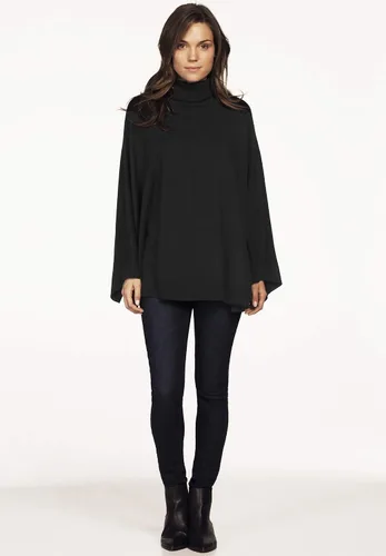 Vista 5 de ellos Suéter de poncho de cuello alto para mujer, talla grande