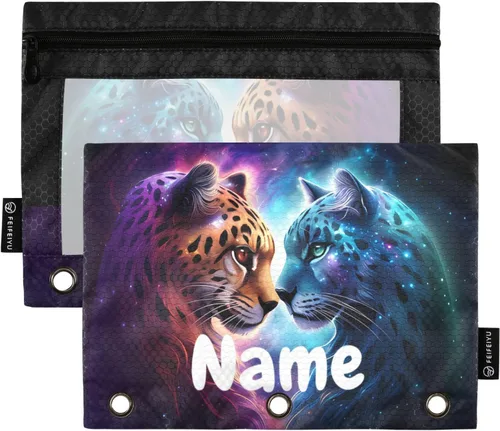 Vista 9 de Estuche para lápices de fútbol de fútbol en campo para carpeta de 3 anillas, paquete de 2 bolsas impermeables para lápices, estuche transparente