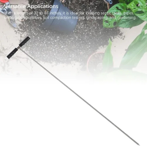 Vista 6 de Varilla de sonda de suelo, herramienta ajustable de acero inoxidable de 32 a 48 pulgadas con mango en T, herramienta localizadora de tanque séptico