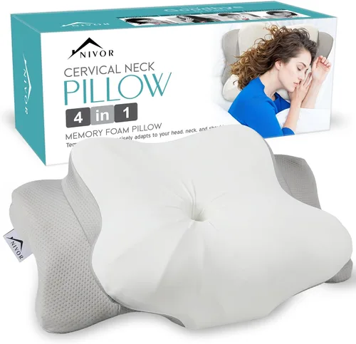 Vista 9 de Almohada cervical para dormir, almohada para dormir de lado para aliviar el dolor de cuello, almohadas de espuma viscoelástica, altura ajustable