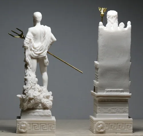 Vista 6 de Conjunto de escultura de estatua de Dios griego romano rey Zeus y Poseidón Alabastro