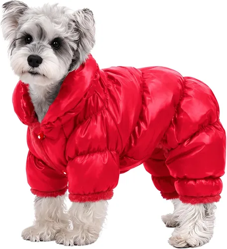 Vista 19 de AOFITEE Abrigo para perro, chaqueta impermeable para perro, abrigo de invierno para perros de cuerpo completo, traje de nieve, chaqueta acolchada a