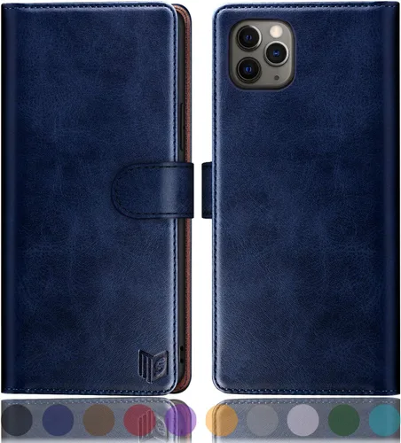 Vista 13 de SUANPOT Funda de piel tipo cartera para iPhone 11 Pro Max de 6.5 pulgadas con bloqueo RFID, soporte para tarjetas de crédito, funda de teléfono