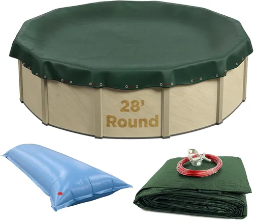 Vista 11 de Buffalo Blizzard Ripstopper - Funda de invierno verde para piscinas redondas sobre el suelo de 12 pies La superposición de 4 pies permite una