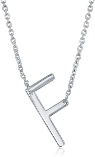 Vista 25 de Dainty Sideways Initial Necklace for Women – Sterling Silver or 14K Gold Plated 20mm Alphabet Letter Pendant