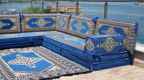 Vista 2 de arabicsofa Sofás seccionales en forma de L de 8 pulgadas de grosor – Juego de sofá tradicional Jalsa para suelo, asientos modulares árabes Majlis
