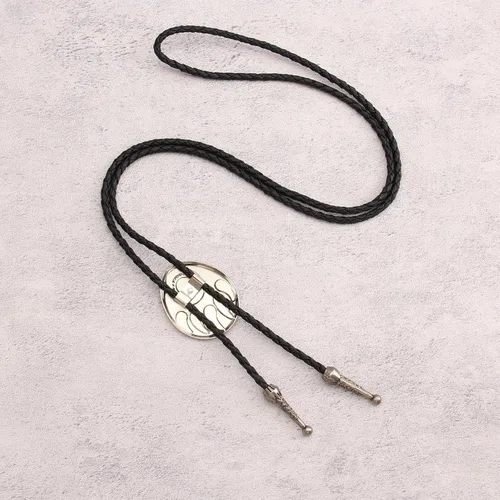 Vista 29 de Jeilwiy Corbata de bolo para hombre, corbata de vaquero occidental, collar de corbata de bolo dorado, corbata de cuero, corbata de Halloween