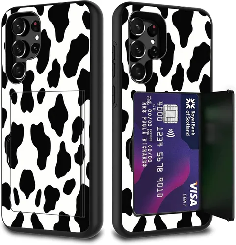 Vista 83 de Funda híbrida de doble capa con función atril para Samsung Galaxy A16 5G de 6.9 pulgadas, diseño de vaca con bandera estadounidense