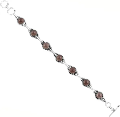 Vista 66 de Round Shape Natural & Synthetic Gemstones Silver Plated Bracelets for Women - Vintage Bohemian Style Handmade Birthstone Adjustable Link Bracelet