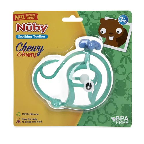 Vista 5 de Nuby Chewy Chums All - Mordedera calmante de silicona, ballena - 3M+
