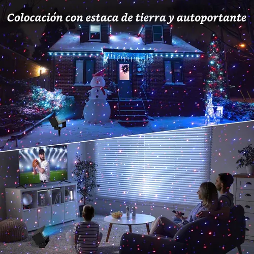 Vista 5 de Proyector de luz láser de estrellas al aire libre, AIRIVO RGB 3 colores 11 efectos de iluminación luces de luciérnaga proyección de luz, luces láser