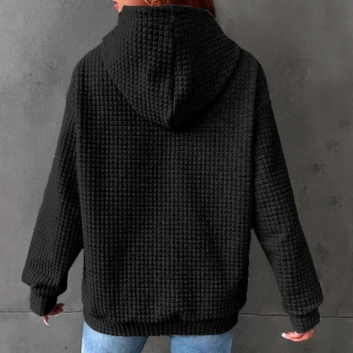 Vista 6 de SHENGXINY Sudaderas con capucha de baloncesto para mujer, ajuste atlético, a la moda, con bolsillo de gofre, casual, holgada, con capucha