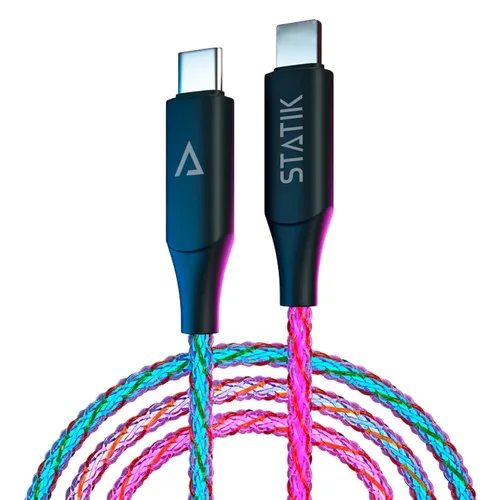 Vista 13 de Cable de Carga Iluminado Statik - Cable de Carga LED Trenzado GloBright, Cable de Carga 100W Iluminado Super Rápido, Transferencia de Datos, Cable