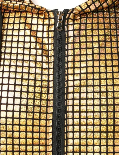 Vista 4 de ZEROYAA Chaleco con capucha y cremallera metálica brillante para hombre, con bolsillo tipo canguro