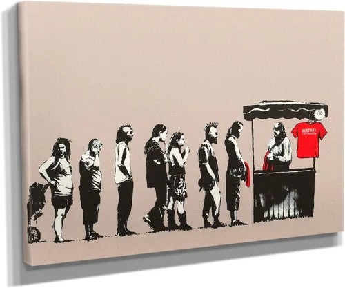 Vista 51 de Arte en lienzo de Banksy para pared, decoración del hogar, lienzo pre-estirado - varios tamaños