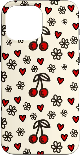 Vista 19 de Carcasa para iPhone 16 con diseño de cerezas, cerezas, diseño de corazón de San Valentín, color rojo