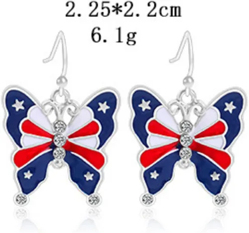 Vista 4 de American Flag Earrings Independence Day Earrings Memorial Day Earrings 4th of July Earrings Leather Earrings Independence Day Holiday Gifts