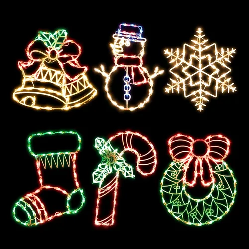 Vista 8 de Decoraciones navideñas iluminadas para ventanas, paquete de 2 luces de silueta de ventana de Navidad enchufables para Navidad, fiesta, hogar, patio