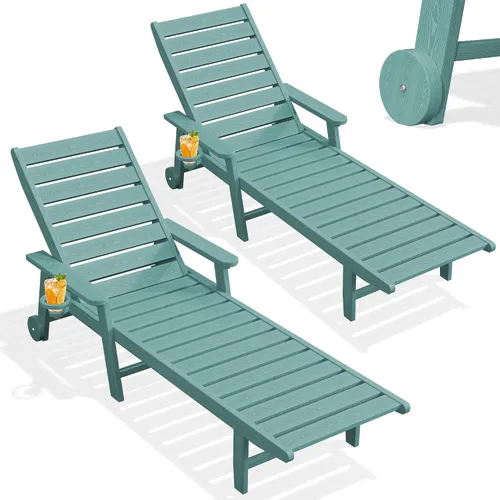 Vista 11 de PLUUV Tumbona de piscina al aire libre con soporte para tazas, azul Aruba Azul (Aruba Blue)