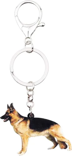 Vista 4 de DOWAY Llavero de acrílico para perro, pastor alemán, lindo llavero de coche para niños y adultos, joyería de regalo