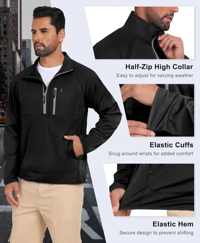 Vista 5 de Little Donkey Andy Chaqueta de golf con cremallera corta para hombre Negro