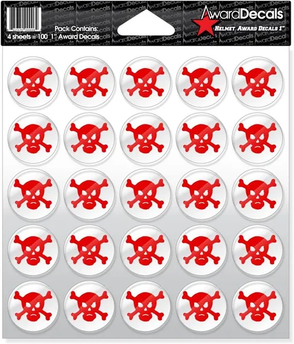 Vista 3 de Award Decals Cráneo y hueso cruzado (negro sobre transparente)