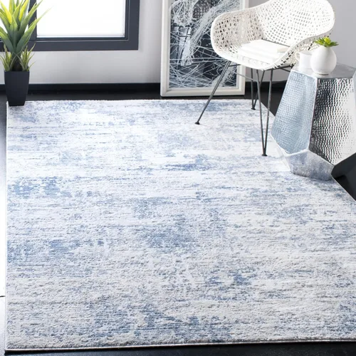 Vista 17 de SAFAVIEH Amelia Collection ALA700A - Alfombra decorativa de 2'2" x 4', diseño moderno abstracto, color marfil y azul, no desprende pelusa y de fácil