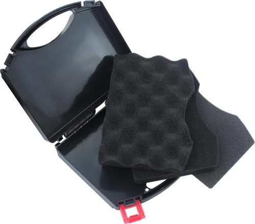 Vista 2 de Maletín de plástico pequeño con espuma – Maletín duro de transporte con interior de espuma de plumón, protección acolchada para almacenamiento