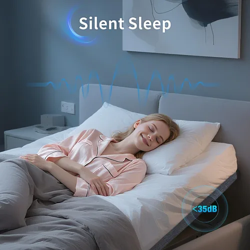 Vista 7 de Vipbear Base de cama ajustable individual XL, marco de cama de masaje doble cabezal y reposapiés, cama eléctrica con control remoto inalámbrico