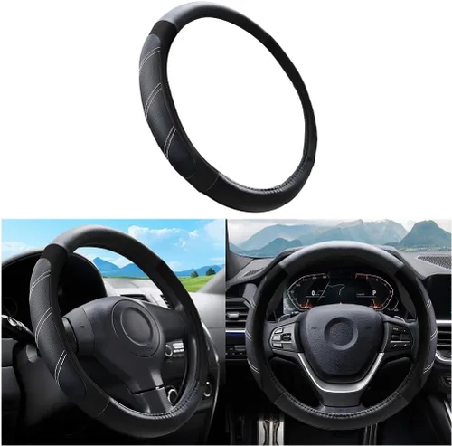 Vista 19 de Mandark Funda para volante de automóvil, de piel de microfibra antideslizante de 15 pulgadas, protector de volante de vehículo, accesorios