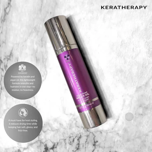 Vista 6 de KERATHERAPY Aceite de argán con infusión de queratina, 1.7 fl. oz., 1.7 fl oz – Reparación del cuidado del cabello para cabello seco dañado