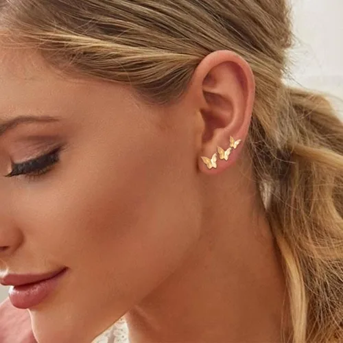 Vista 6 de 68 pares de aretes de oro para mujer, paquete múltiple, hipoalergénicos, surtidos para niñas, múltiples piercings, circonita cúbica, perla