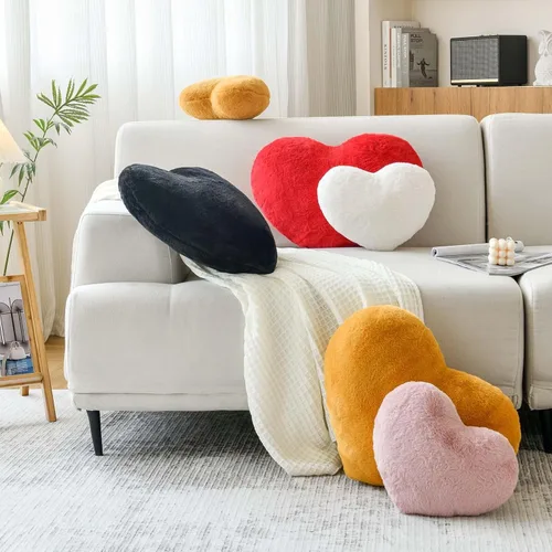 Vista 3 de XVTRU Almohadas de Corazón Negro, Linda Almohada Decorativa de Corazón, Almohadas en Forma de Corazón para Cama, Cojín de Almohada de Decoración