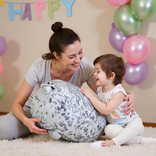 Vista 6 de Ryttir Animal de peluche grande de 24 pulgadas, diseño de focas suaves de peluche para dormitorio, divertidos regalos de San Valentín para mujeres