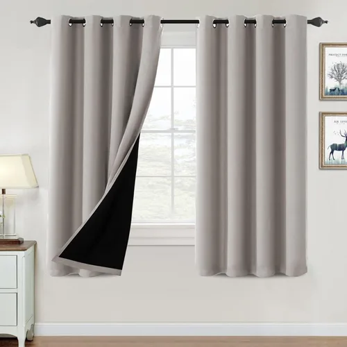 Vista 29 de H.VERSAILTEX Cortinas 100% de opacidad para dormitorio, con aislamiento térmico, cortinas opacas de 63 pulgadas de largo, cortinas de bloqueo