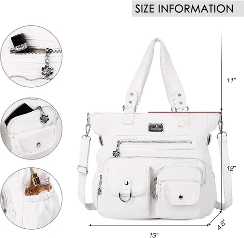 Vista 2 de Angel Kiss Monederos y bolso de mano para mujer, bolso de hombro de piel sintética suave para mujer, bolso de mano con asa superior