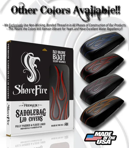 Vista 6 de 2014-2023 Fundas de tapa de alforja premium Flame para Harley Davidson Negro