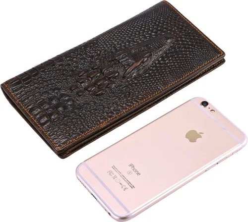 Vista 4 de Itslife Billetera larga con diseño de RFID vintage para hombre Aligater Brown Vintage