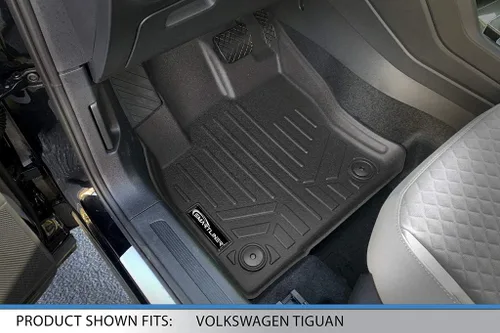 Vista 2 de SMARTLINER Juego de tapetes de piso de ajuste personalizado de 2 filas compatibles con Volkswagen Tiguan 2018-2024
