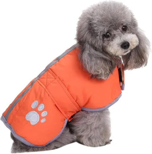 Vista 10 de Chamarra para perros, para climas fríos, reversible, forro polar para Invierno, chaleco, para mascotas, impermeable, XS, Azul