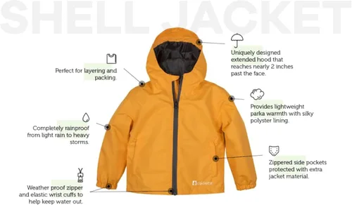 Vista 3 de OAKI Chaqueta impermeable para niños y niños pequeños, impermeable, transpirable, ligera con capucha