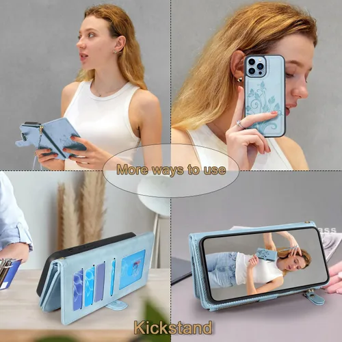 Vista 4 de Funda compatible con iPhone 13 Pro Max de 6.7 pulgadas 2021 [ranuras para tarjetas] Soporte para dinero en efectivo para tarjetas de identificación