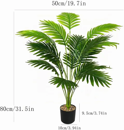 Vista 2 de Palma artificial de areca de seda, árbol artificial en maceta para interiores y exteriores, decoración moderna de la casa, sala de estar, decoración