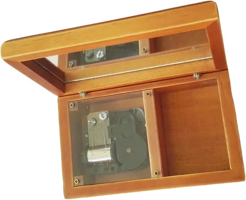 Vista 12 de FnLy Caja musical de madera con cuerda de encaje antiguo de 18 notas con movimiento chapado en oro, música de Elfen Lied Dorado