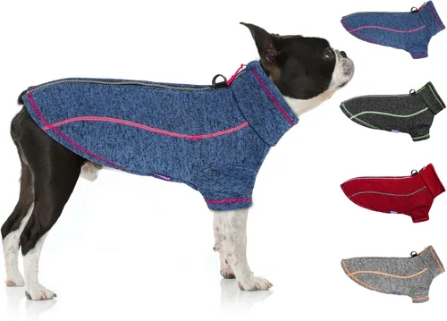 Vista 9 de cyeollo Chaqueta de forro polar para perro, suéter con forro polar con cremallera, chaquetas reflectantes para perros pequeños, abrigos de invierno