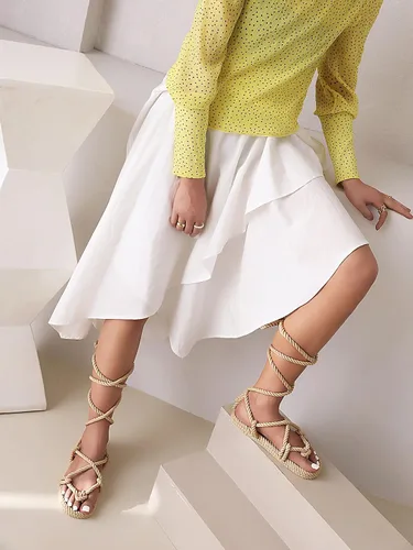 Vista 3 de Huntarry Alpargatas con cordones para mujer, estilo casual, cómodo, para caminar, zapatos planos suaves