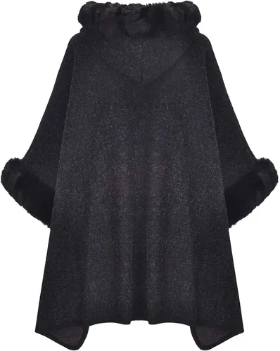 Vista 2 de Chaqueta de invierno con capucha de piel sintética para mujer, capa cálida